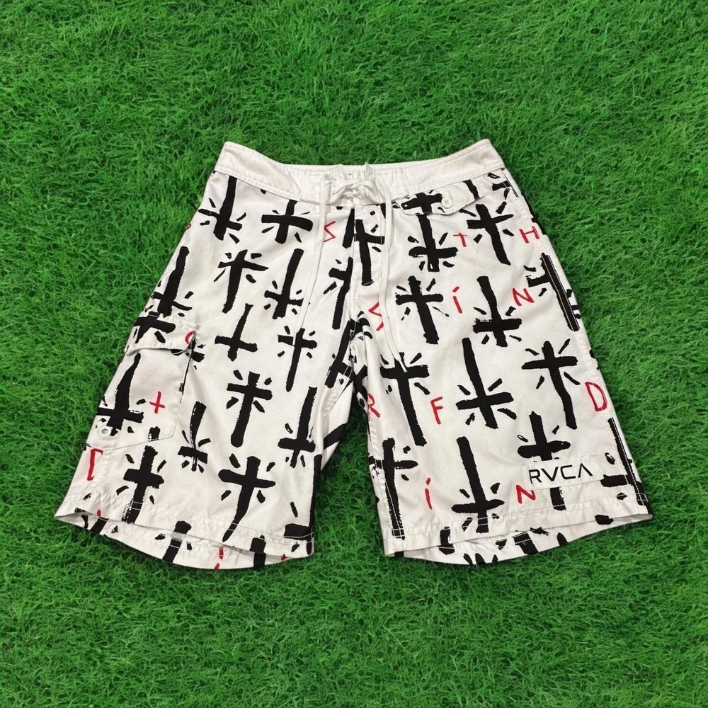 RVCA Board Shorts Mens Size 30 White‎ Cross Artist Program Network by PM Tenore
